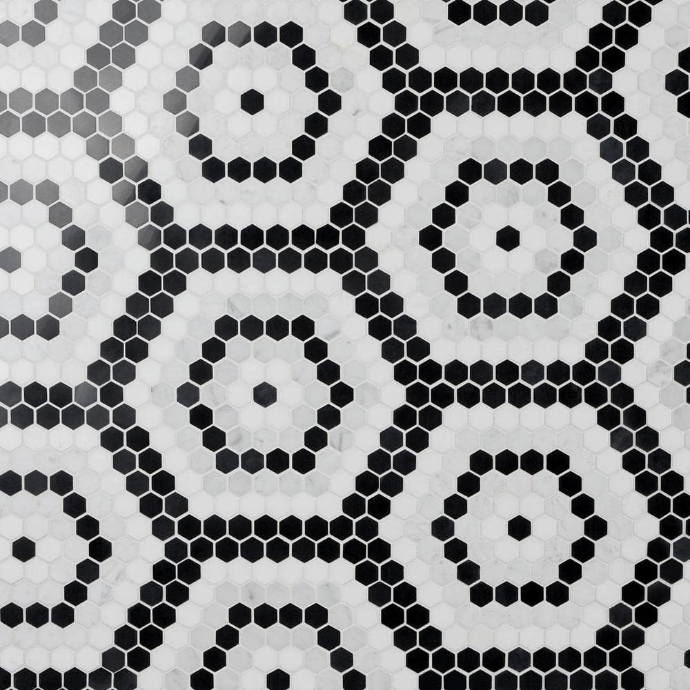 Ivy Hill Tile Hyperion Honeycomb Black 10.23 in. x 11.53 in. Polished ...