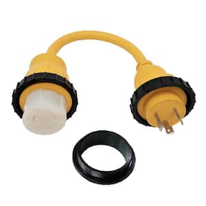 1.5 ft. 10/3 RV/Marine 30 Amp 125-Volt Locking L5-30P Plug to 50 Amp Marine Shore Power SS1-50R Adapter Cord in Yellow