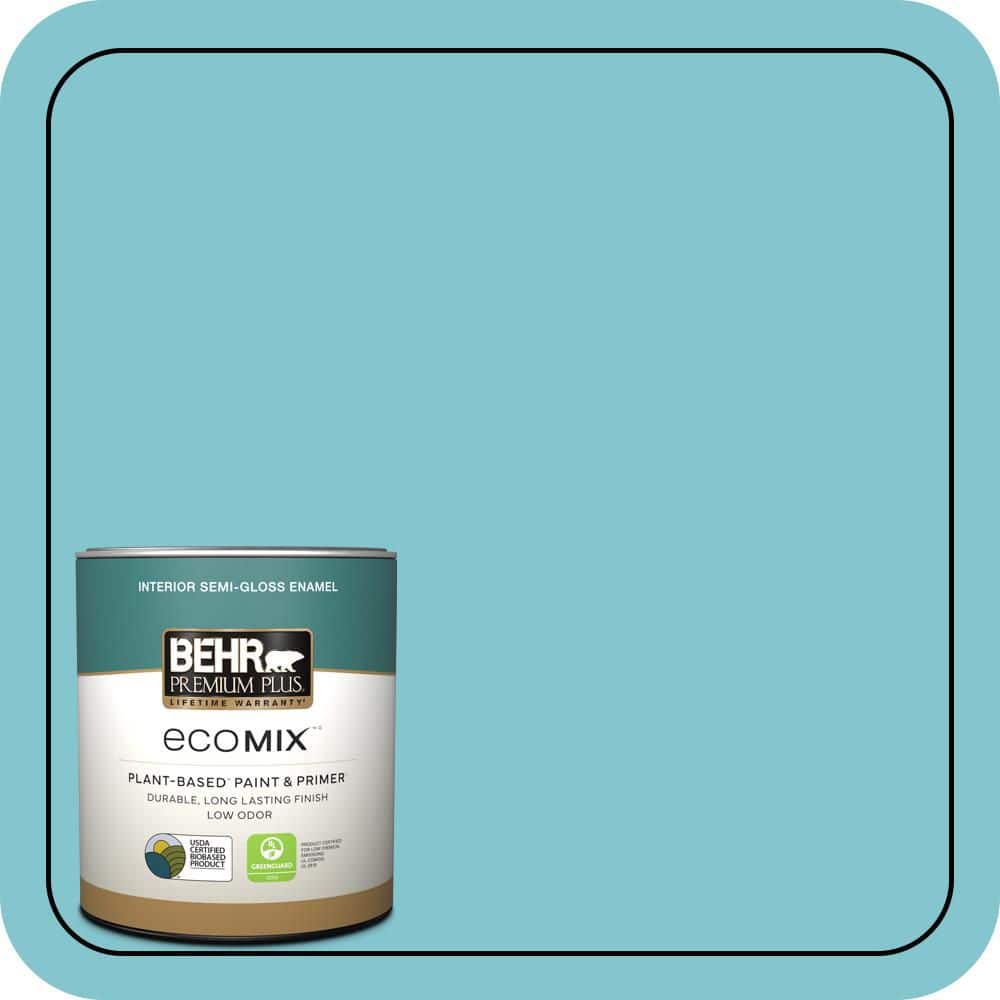 Shallower Color BEHR PREMIUM PLUS 1 qt. #520D-4 Shallow Sea Semi-Gloss Enamel EcoMix ...
