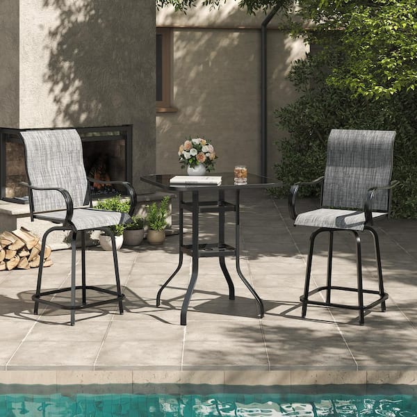 ELPOSUN Swivel Metal Metal Outdoor Bar Stool (3-Pack)