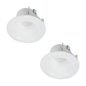 4 in. White Integrated LED Recessed Ceiling Light Retrofit Trim at 3000K Soft White Low Glare Deep Baffle (2-Pack)