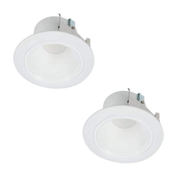 HALO 4 in. White Integrated LED Recessed Ceiling Light Retrofit Trim at 3000K Soft White Low Glare Deep Baffle (2-Pack)
