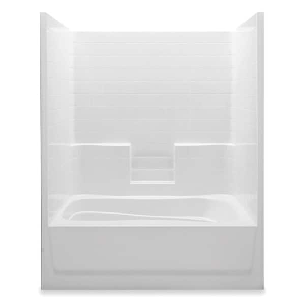 Aquatic Everyday 60 in. x 42 in. x 74 in. 1-Piece Bath and Shower Kit with Left Drain in White