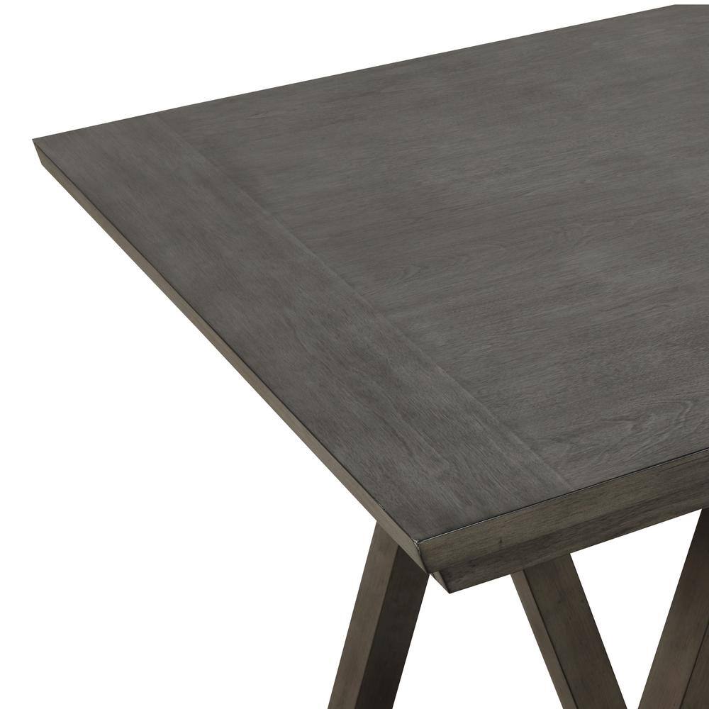 Gray Upholstered 5-Piece Counter Height Dining Set with Wood Table