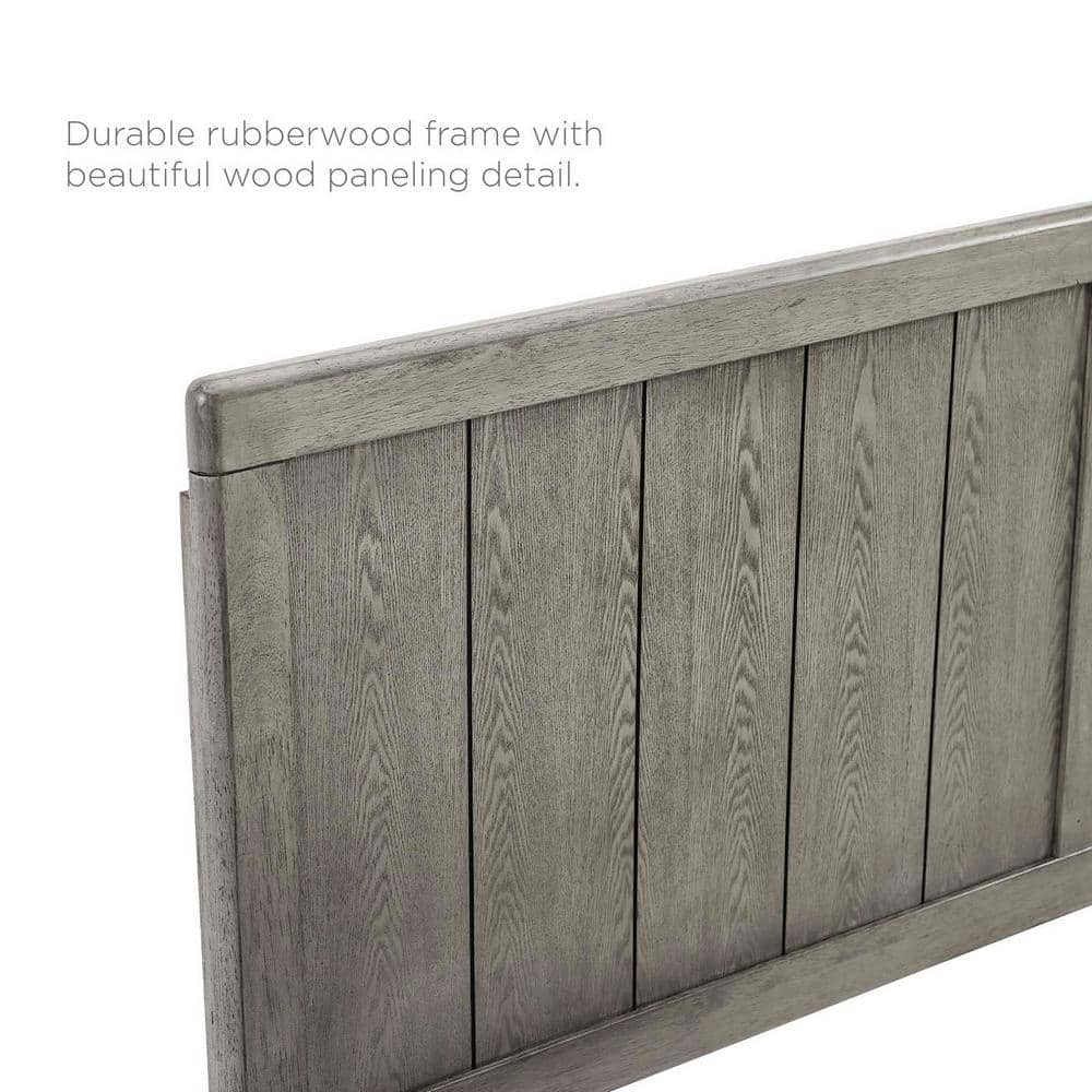 Gray Twin Rubberwood Tufted Upholstered Headboard