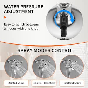 Single Handle 10-Spray Wall Mount Shower Faucet 1.8 GPM with High Pressure in. Polished Chrome (Valve Included)