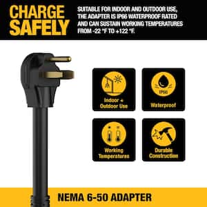 NEMA 6-50 Adapter 32 Amp/2400-Volt Compatible 32 Amp Portable EV Charger, High Power Connector, Easy Connect