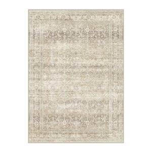 HaiiMeid Holly Brown 6 ft. x 9 ft. Distressed Vintage Floral Area Rug ...
