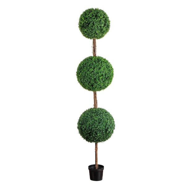 8 ft. UV Resistant Artificial Triple Ball Boxwood Topiary Tree (Indoor/Outdoor)