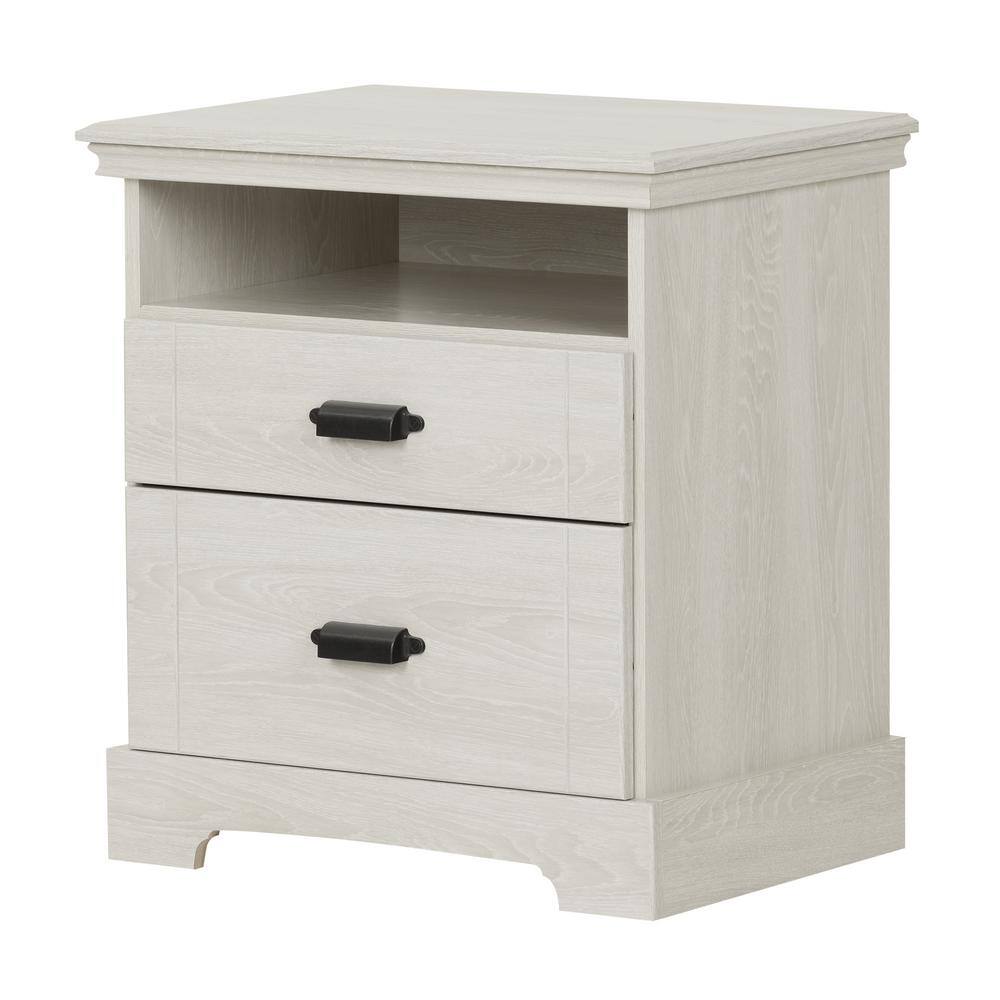 Avilla Modern Winter Oak 2-Drawer Nightstand with Open Cubby
