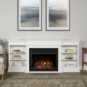 Ashton Grand 92 in. Freestanding Electric Fireplace TV Stand in White