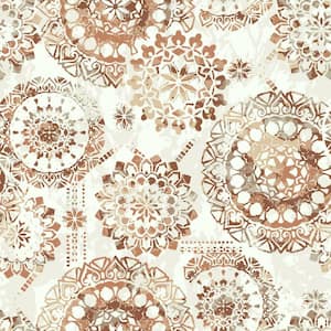 Orange and White Bohemian Medallion Peel and Stick Wallpaper (Covers 28.18 sq. ft.)
