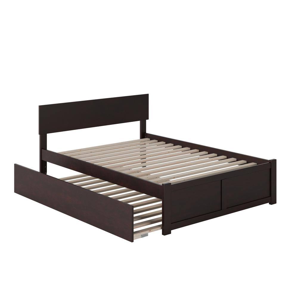 Espresso Full Size Platform Bed with Trundle and Headboard