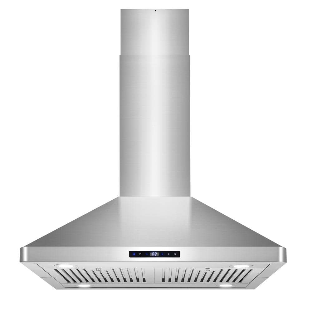 Cosmo 30 in. 380 CFM Ducted Island Range Hood with LED Lighting in Stainless Steel, Silver