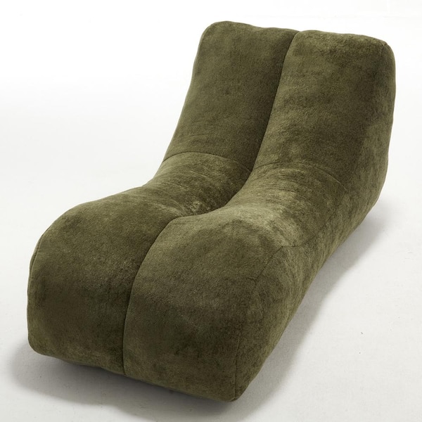 Olive Green Polyester Large (59 in.) Bean Bag Sofa Chair for Adults, Soft Foam Filled, Lightweight & Easy to Move