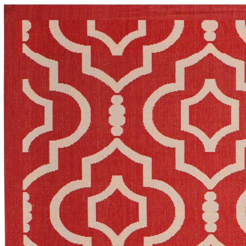 Red/Bone Synthetic 9' x 12' Rectangular Easy-Care Area Rug