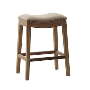 Nomad 27.36 in. Linen Wood Counter Stool with Saddle