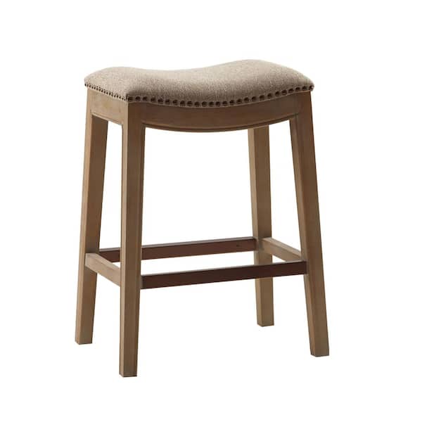 Nomad 27.36 in. Linen Wood Counter Stool with Saddle