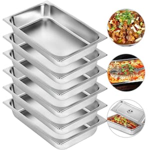 13.7 qt. Stainless Steel Steam Table Pans Full Size 20.9 x 12.8 x 3.9 in. Roasting Pans Hotel Pan for Broiling (6-Pack)