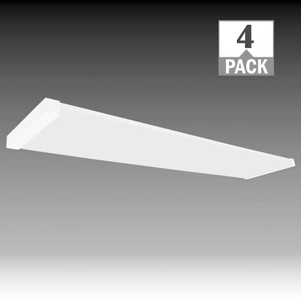 Commercial Electric 4 ft. x 10 in. Modern LED Kitchen Light Flush Mount Ceiling Light 4200LM 46W Adjustable CCT 120V White End Caps 4-Pack