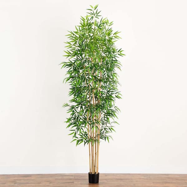 植木 Nearly Natural 9 ft. Artificial Bamboo Tree with Real Bamboo