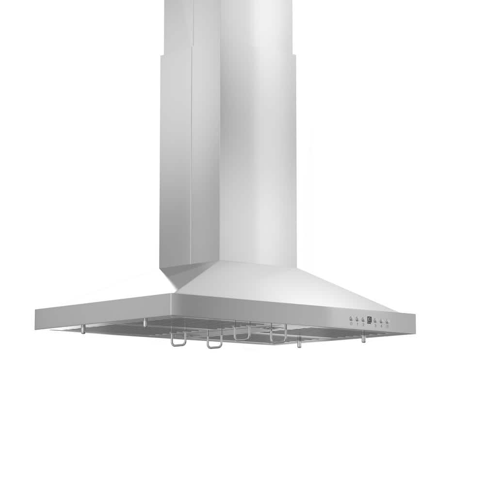 30 in. 400 CFM Convertible Island Mount Range Hood with 2 LED Lights in Stainless Steel