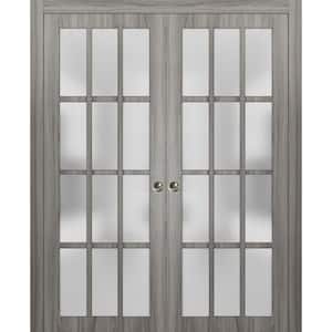 48 in. x 96 in. 1 Panel Gray Finished Wood Sliding Door with Double Pocket Hardware