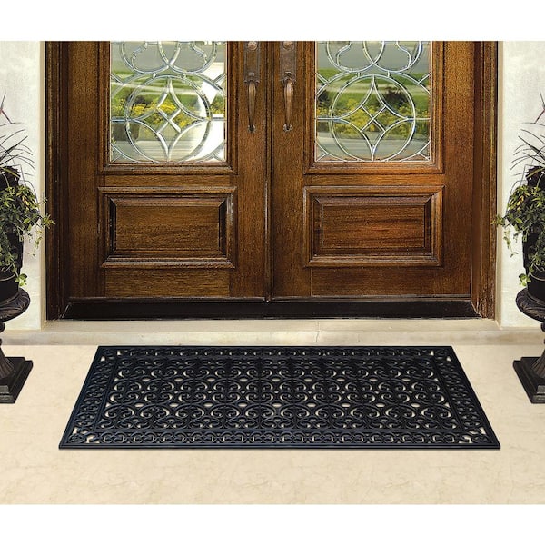 A1 Home Collections A1HC Paisley Heavy Duty Black 30 in. x 60 in