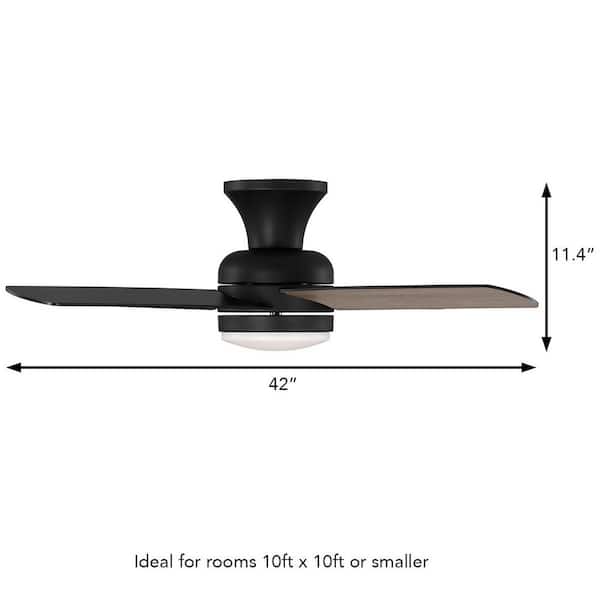 Hampton Bay Cardiff 42 in. Matte Black Flush Mount Standard Indoor