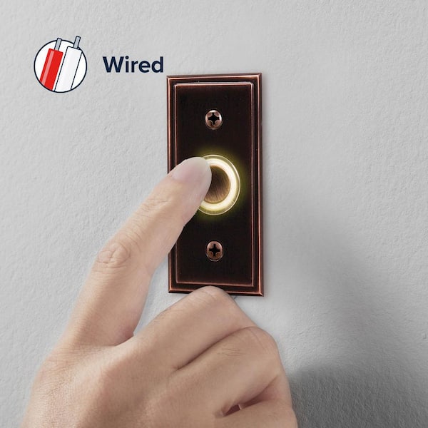 Heath Zenith Oil Rubbed Bronze Metal Wired Lighted Push Doorbell