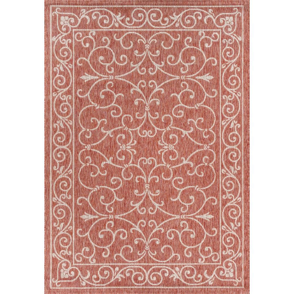 Red and Beige 4' x 6' Flat Woven Reversible Rug
