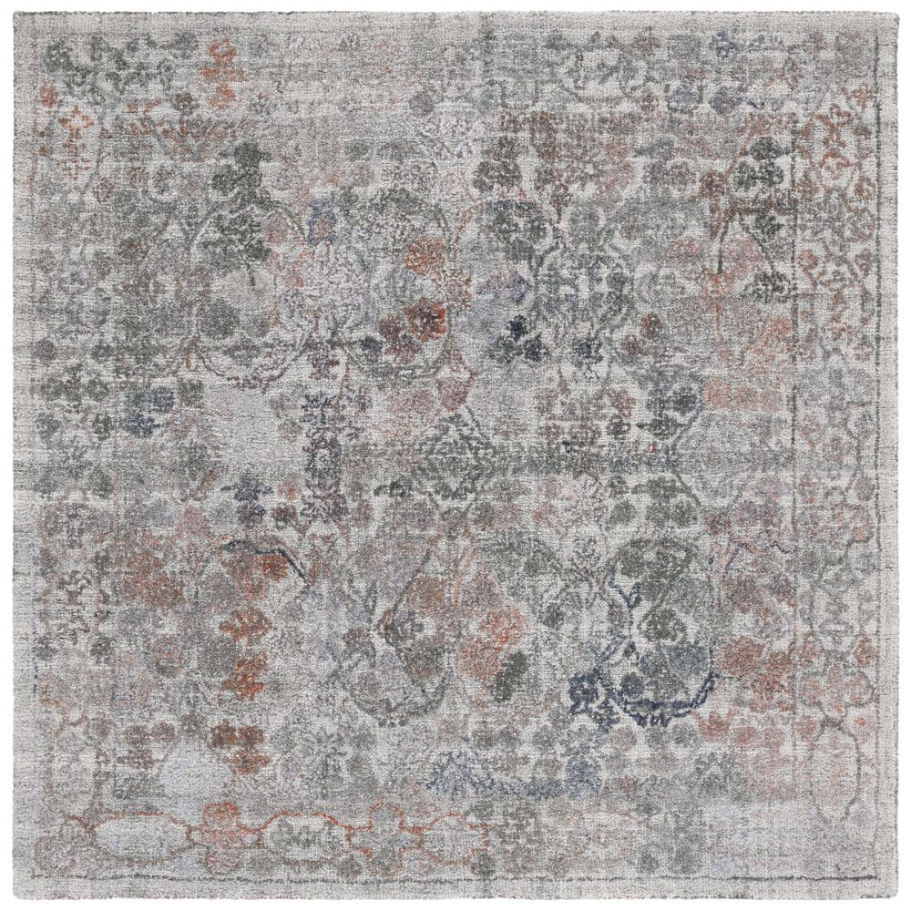 SAFAVIEH Marquee 6 ft. x 6 ft. Rust/Gray Marle Ornate Square Area Rug ...