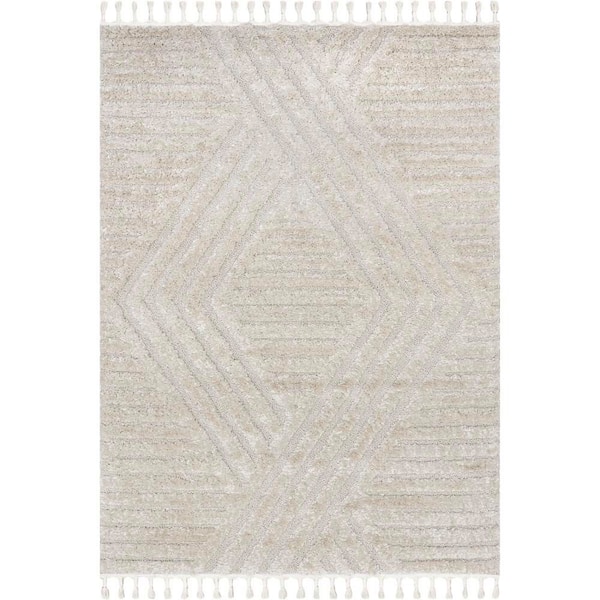 Ellie Traverse Shag Beige 12 ft. x 15 ft. Indoor Area Rug