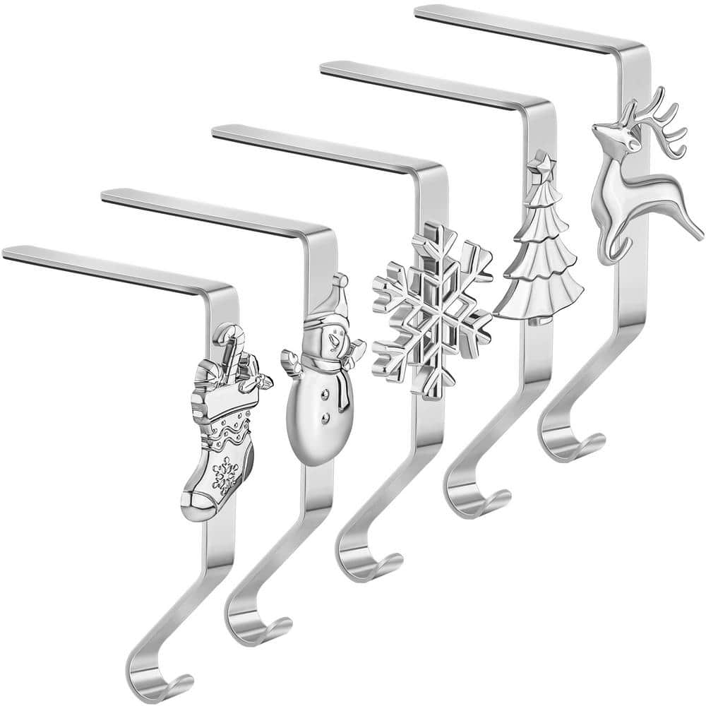 5-Pieces Metal Christmas Stocking Holders Mantel Hooks, Christmas Stocking 