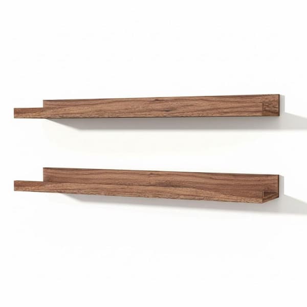 24 in. W x 4.5 in. D Walnut Picture Ledge Shelves (Set of 2