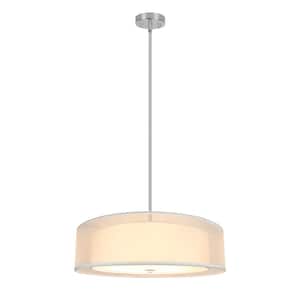 20 in. 3-Light Double Drum Pendant Light with Adjustable Height, Semi Flush Mount Ceiling Light for Dining Room