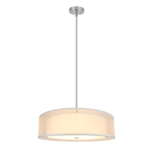 Depuley 20 in. 3-Light Double Drum Pendant Light with Adjustable Height ...