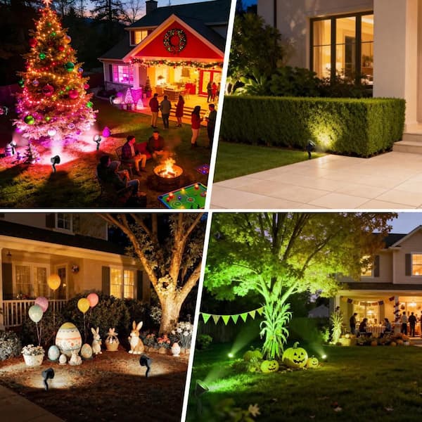 Low Voltage 10-Watt 600 Lumens Bronze Integrated LED RGB Landscape Spotlight with Weather Resistant