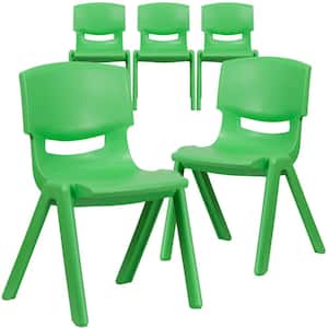 Green Plastic Stack Chairs (Set of 5)