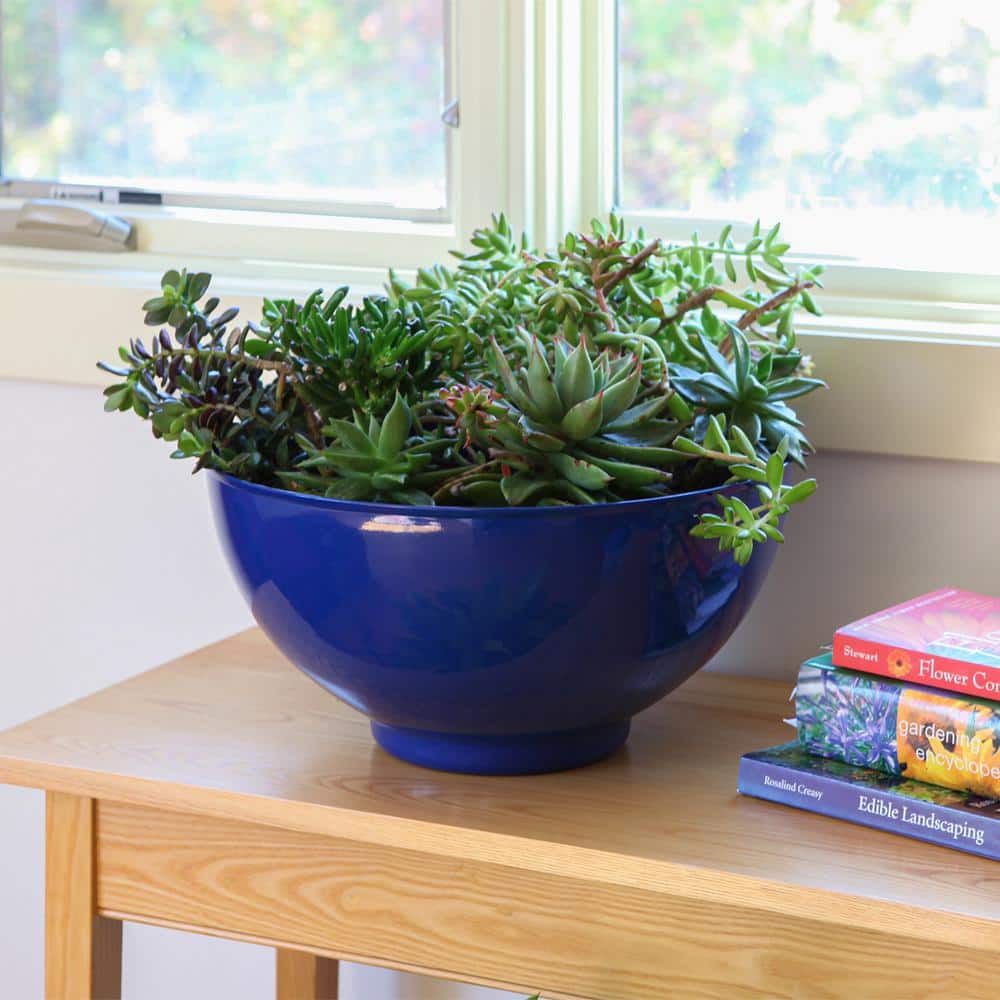 Small French Blue Galvanized Steel Bowl Planter