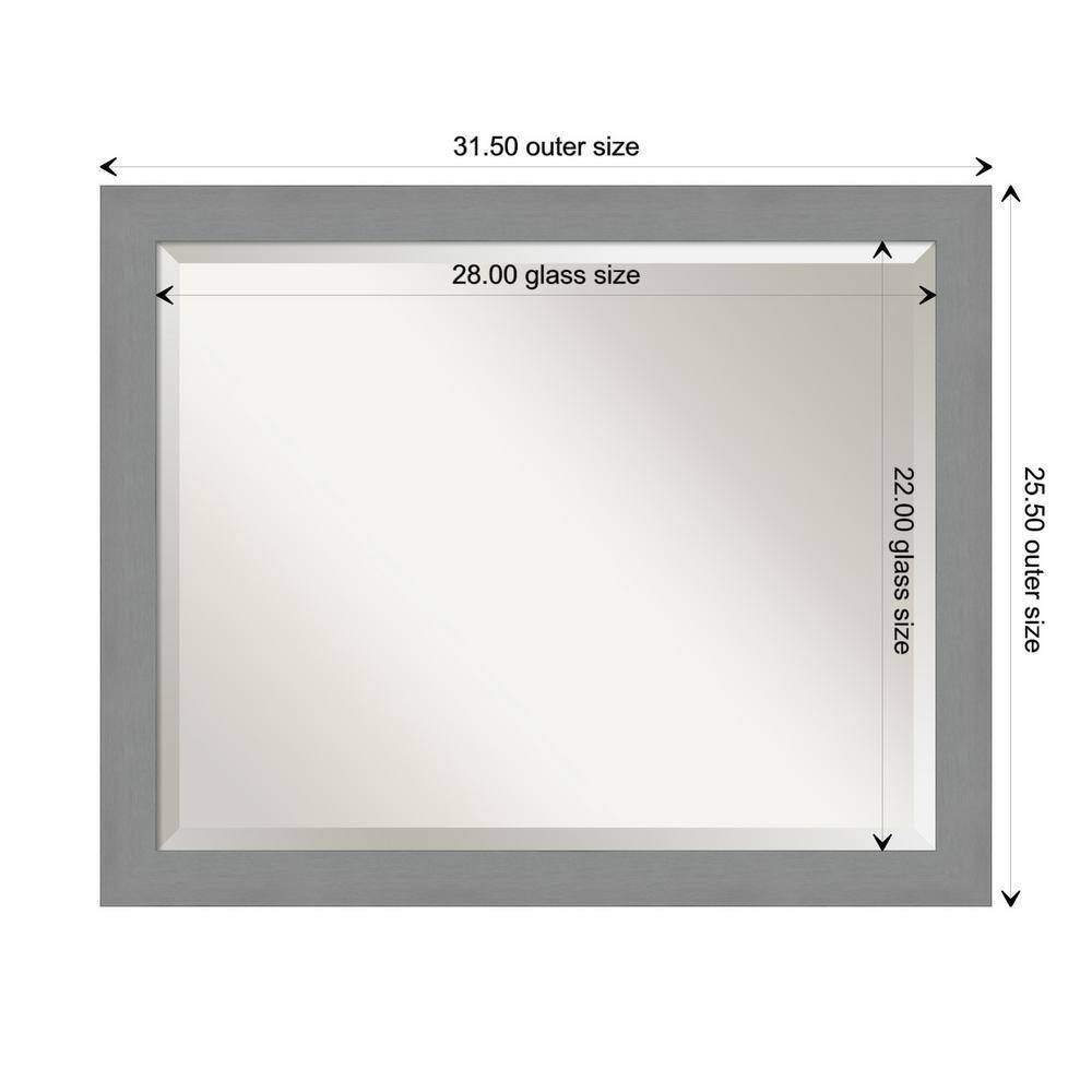 Contemporary Brushed Silver Rectangular Bathroom Vanity Mirror