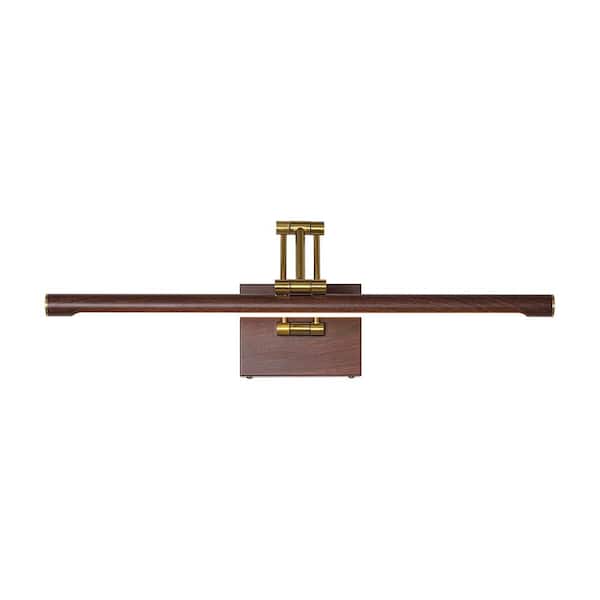 Nimbus 22 in.W Brown Wood Integrated LED Industrial Vanity Light with Adjustable Arm and Acrylic for Bathroom/Bedroom