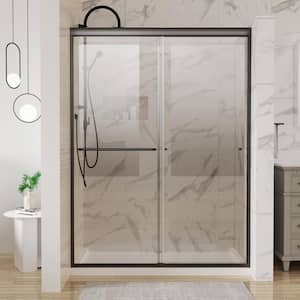 Aim 54 In. W X 72 In. H Sliding Framed Shower Door in Black with Clear