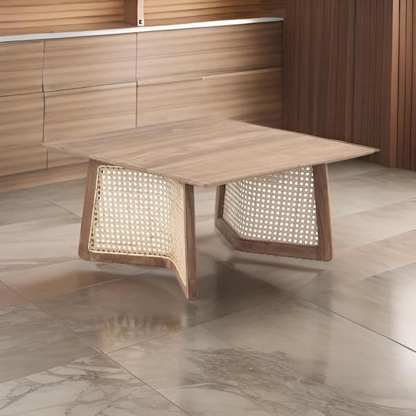 Benjara Custom Series 27.6 in. Brown Square Wood Coffee Table with Supported On Cabriole Legs