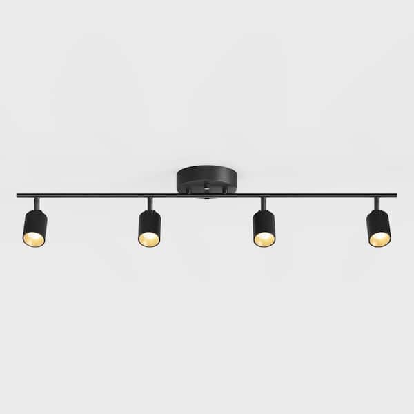Shura 4-Light Black Integrated LED Track Light with Rotatable Heads, 3 ft. Fixed Track Lighting Kit, 3000k, 2240 Lumens