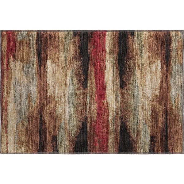 Mayfield Premium Machine Washable Abstract AMF942 Mocha 2 ft. x 3 ft. Area Rug