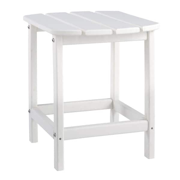 Benjara 15 in. White Rectangle Hard Plastic End Table with Straight Legs