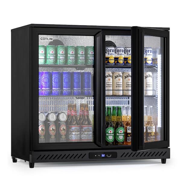 36 in. 7.45 cu. ft. Commercial Beverage Refrigerator in Black with Auto Defrost, ETL Certified, 208-Cans