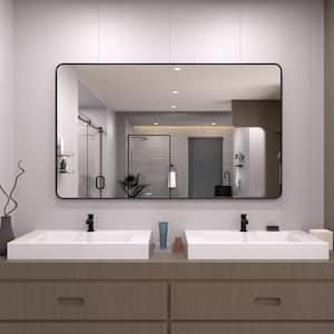 60 in. W x 36 in. H Rectangular Framed Wall Bathroom Vanity Mirror in Matte Black