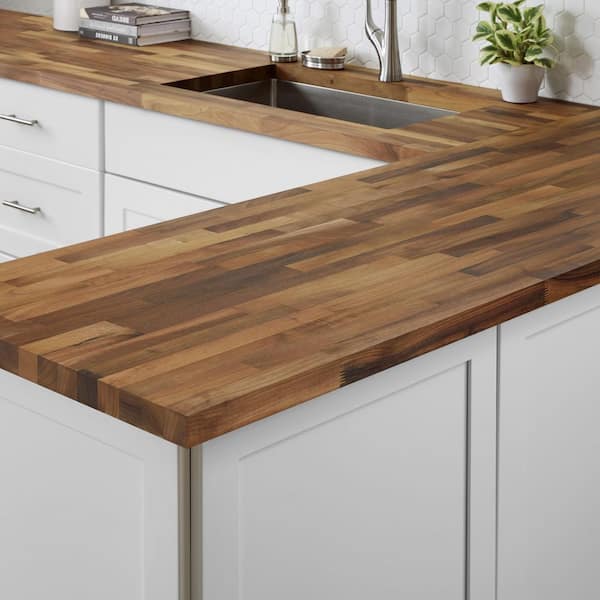 4 ft. L x 25 in. D Unfinished Walnut Butcher Block Countertop with Standard Edge